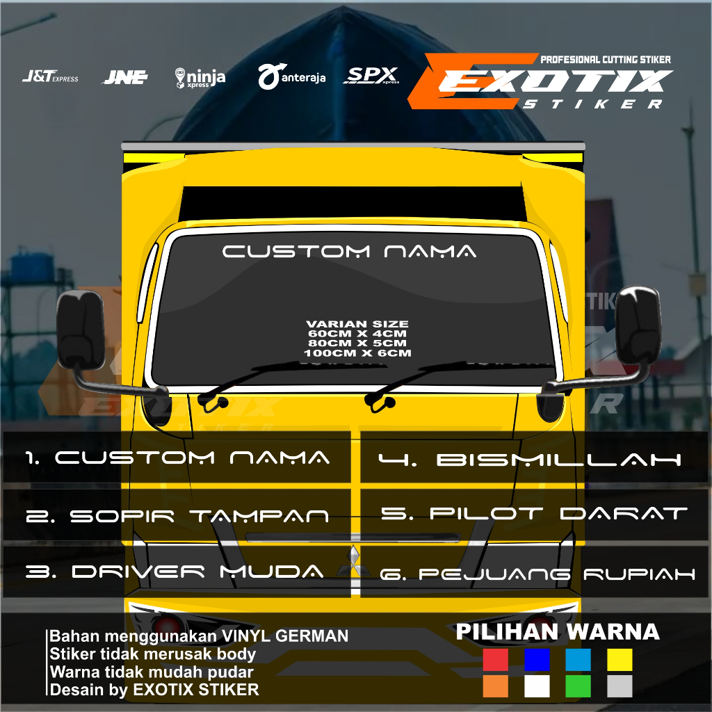 Stiker cuting driver muda stiker kaca depan mobil truk pickup stiker custom text