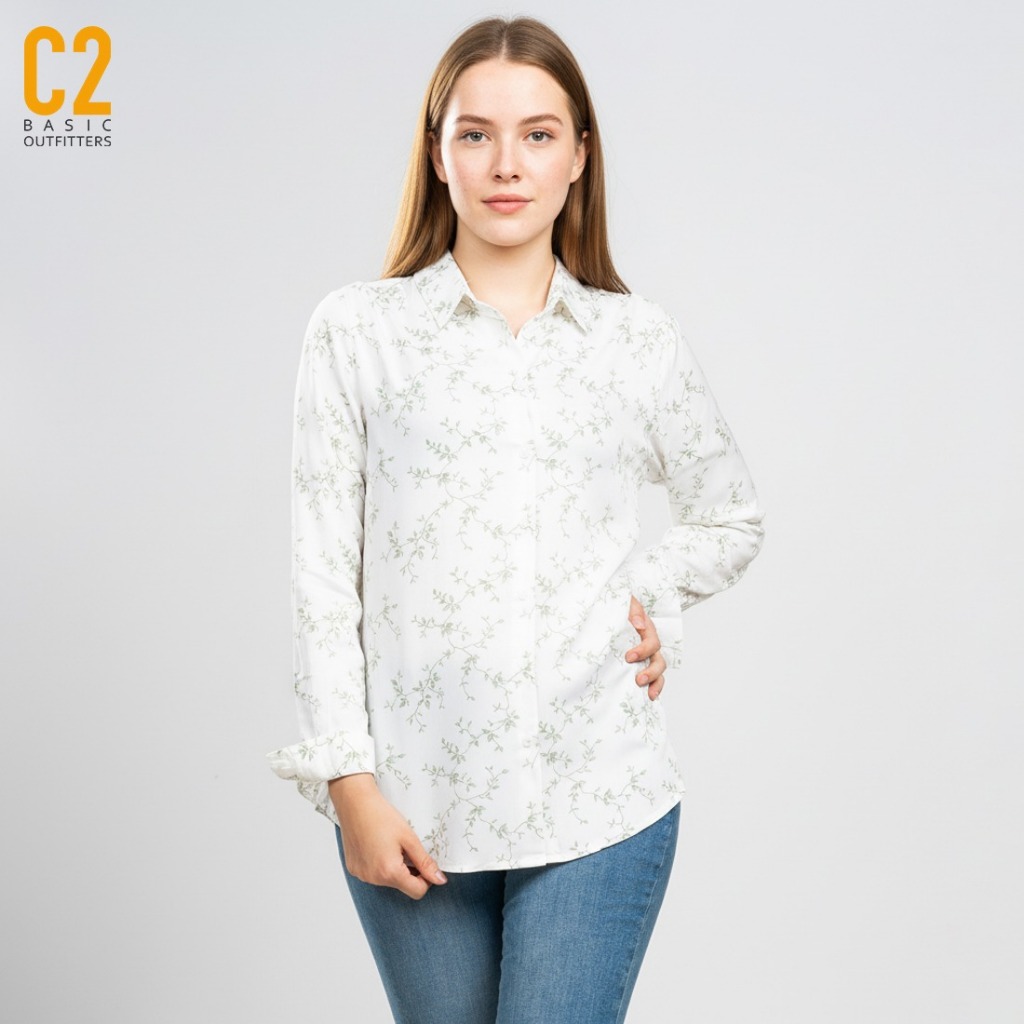 C2 Gatlin Green Kemeja Casual Wanita