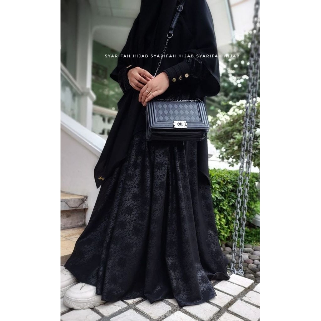 JETBLACK EMBOSS  BY SYARIFAH HIJAB / JB EMBOSS / GAMIS HITAM / GAMIS MOTIF BATIK