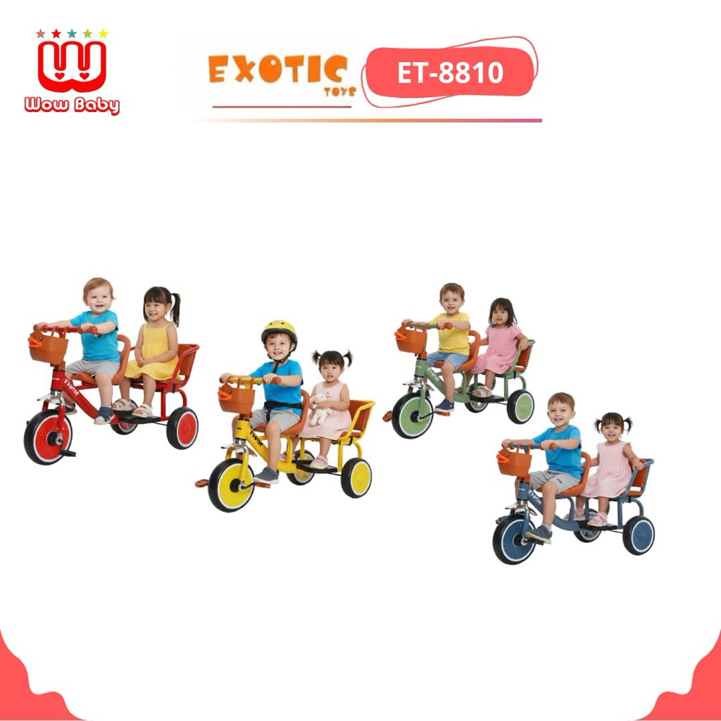EXOTIC ET-8810 SEPEDA ANAK RODA TIGA ( BONCENG ) Sepeda anak kembar