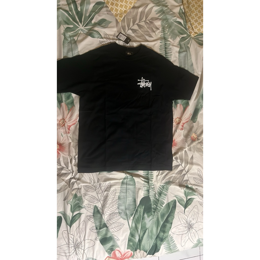 kaos t shirt stussy basic hitam original