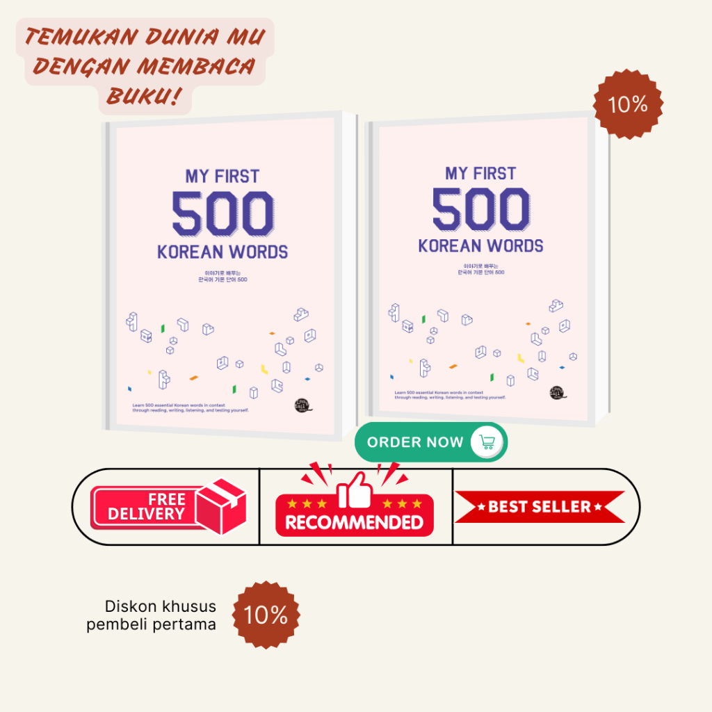 KOLEKSI BUKU CETAK - Belajar Buku Bahasa Korea - My First 500 Korean Words