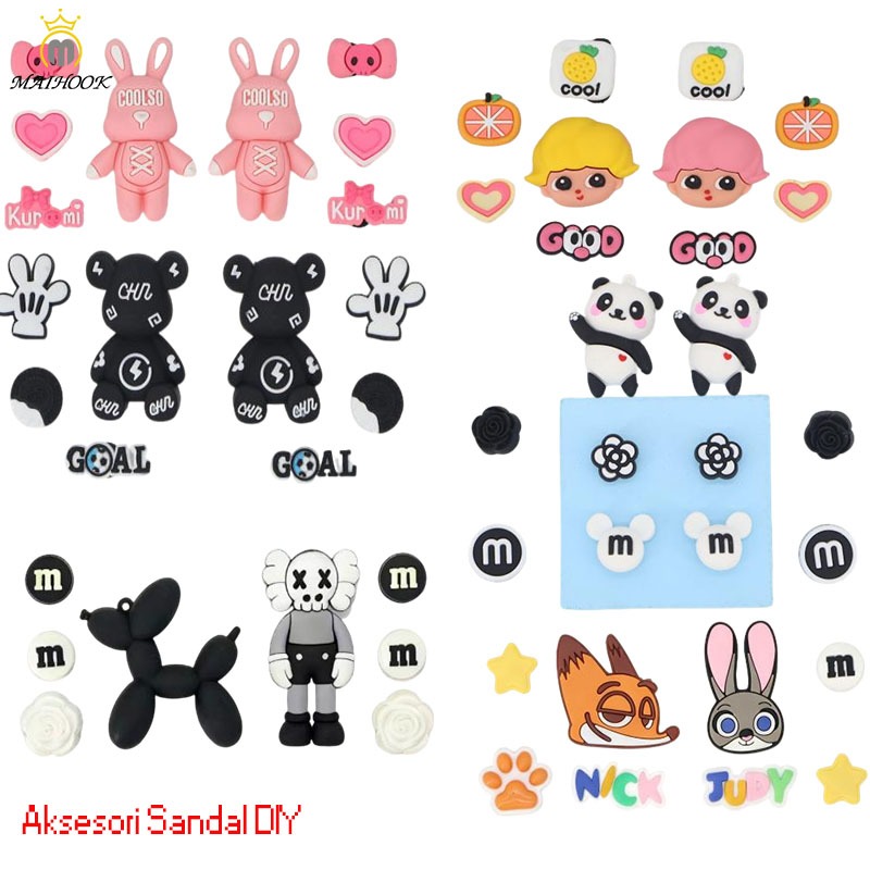 MAIHOOK Charms Aksesori Sandal DIY/Aksesoris Sandal Lucu Boneka Kartun/Bunga/Beruang/Anak Anjing