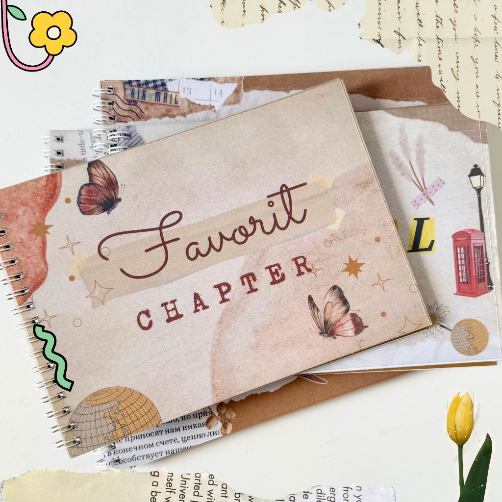 Scrapbook Landscape Coklat dan Hitam Album foto polos