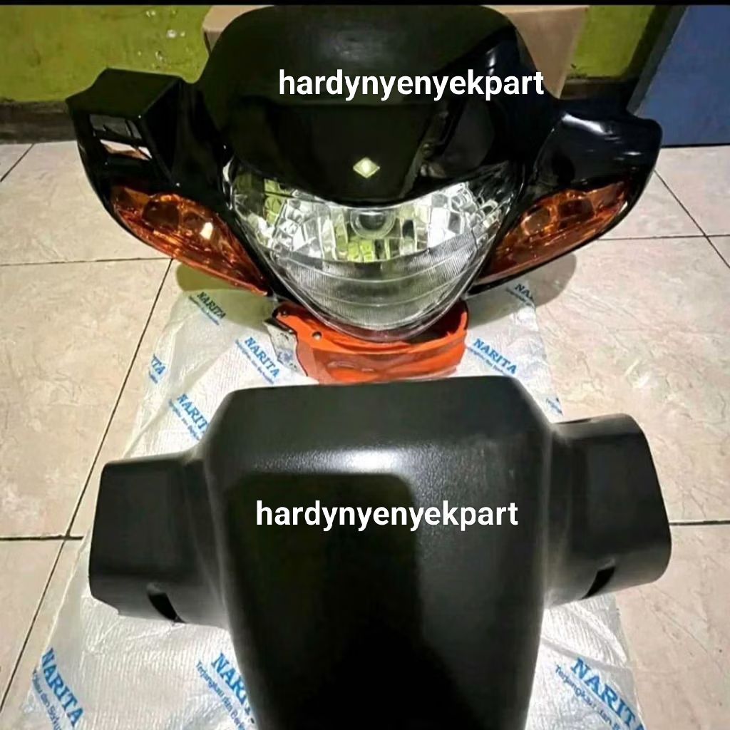 batok set depan belakang+lampu depan +sein Suzuki Satria hiu 2tak 120cc warna hitam