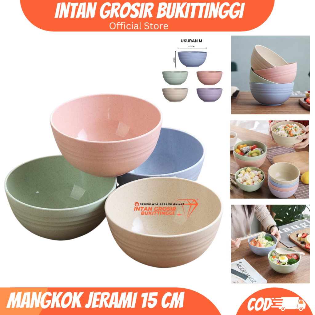 Mangkok Jerami Gandum  Diameter 15 cm Mangkuk Jerami Gandum Plastik