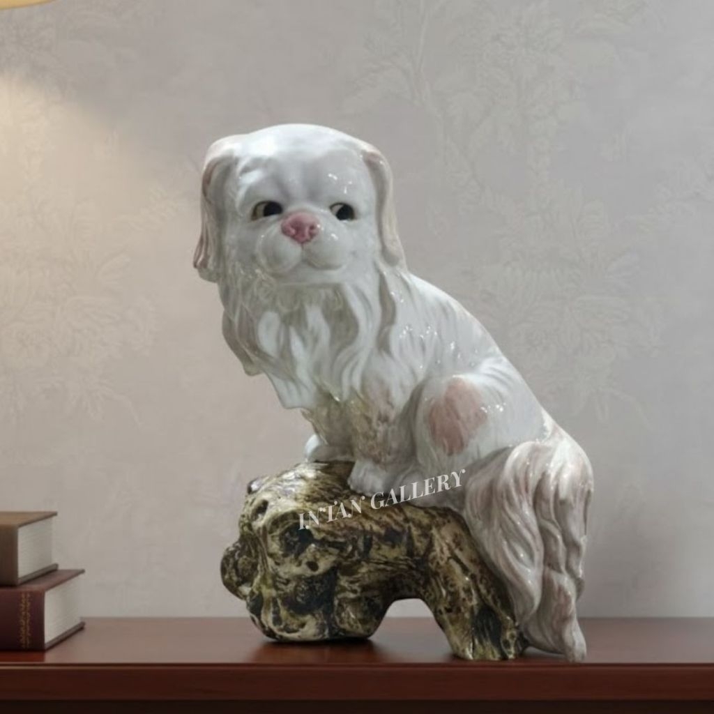 Pajangan Keramik Patung Anjing - Figur Shiwanware - Gratis Packing Kayu
