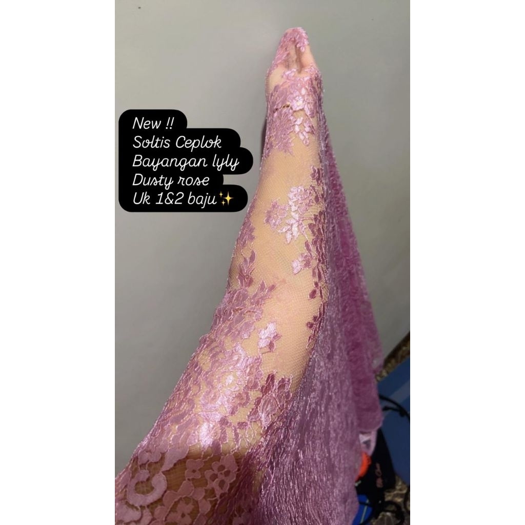 Bakal Kain Kebaya Brokat YSl Semi Italy Metalik Premium Cemara  2,5 mtr