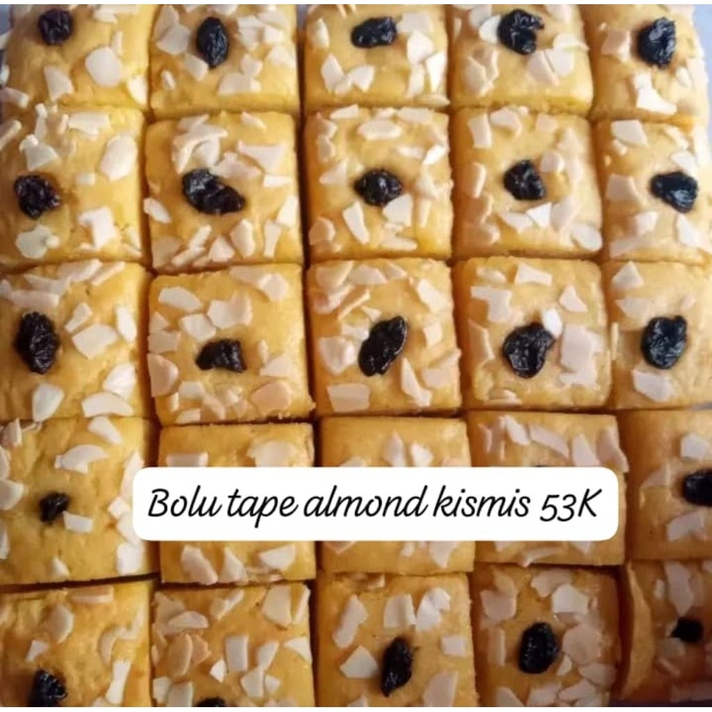 Bolu tape almond Kismis panggang super premium 36 kotak skat ukuran 20x20