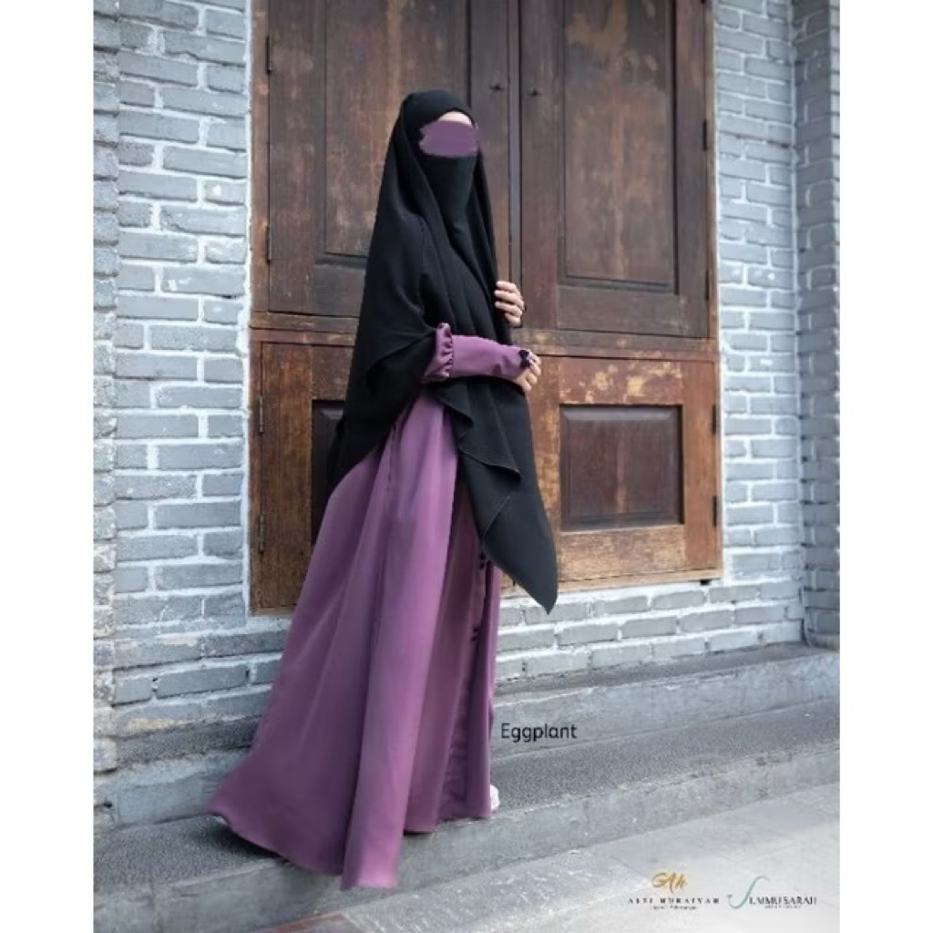 Preloved FK Alfi Huraiyah | French Khimar Jetblack Hitam | Bukan Sofni Aljenna Elmadina