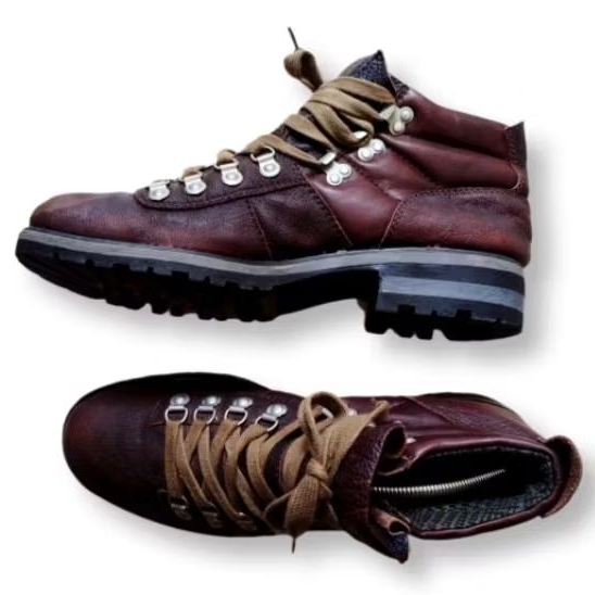Mahogany Cowhide Leather Alpine Boots Size 42 VAGABOND sepatu kulit sapi asli
