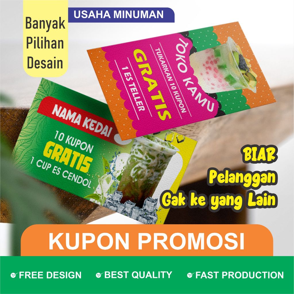 Kupon Usaha Minuman Es Teh, Kupon Jus, Kupon Es Teler, Kupon Es Cendol - Percetakan Difolez