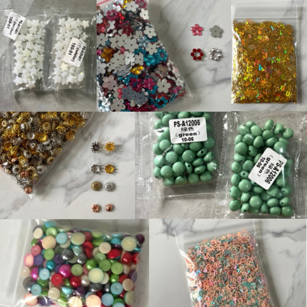 PRELOVED Manik Mote Bintang Manik Bean Candy Manik Bunga Tempel Mangkok Cangkang Manik Mutiara Belah