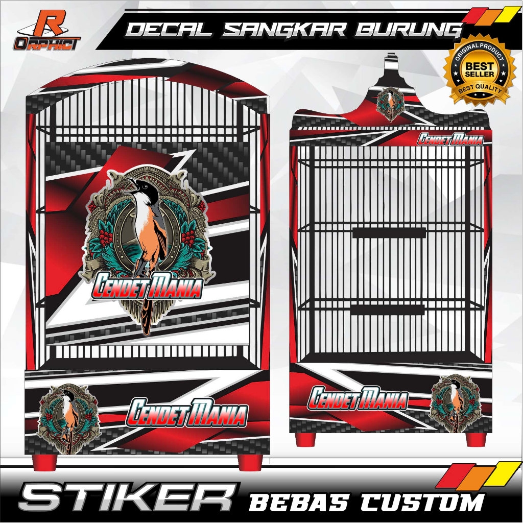STICKER DECAL sangkar tahan air cendet cucak ijo kenari kacer KANDANG BURUNG KOTAK STIKER UKURAN BES