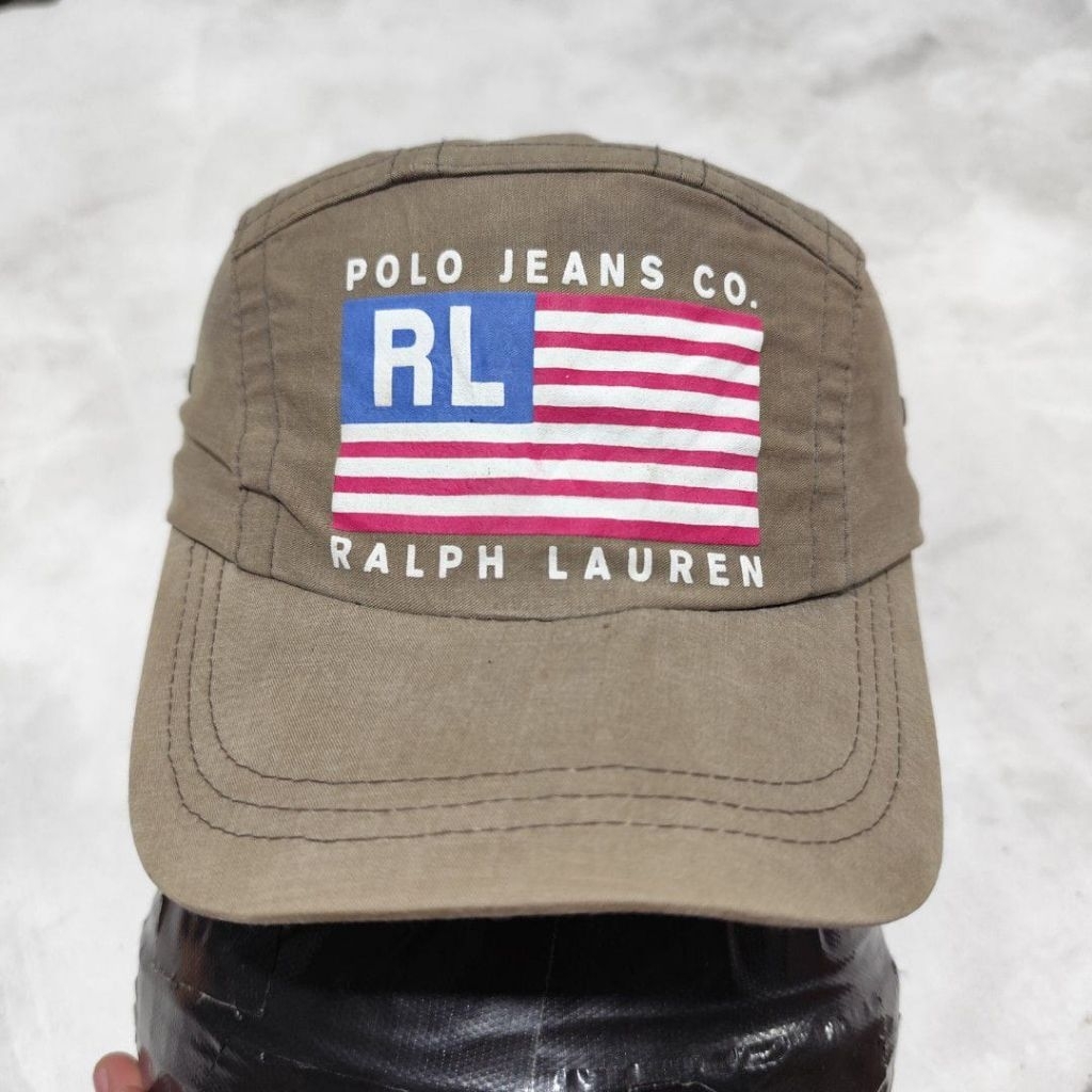 Topi pria 6 flannel polo  ralph lauren rl coklat