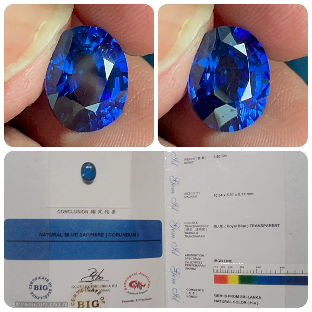 Natural Blue saphire / royal blue sapphire origin srilanka / sertificate big lab