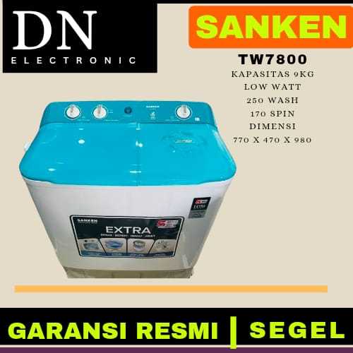 MESIN CUCI SANKEN 2 TABUNG 9KG TW-7800 TW 7800 9KG