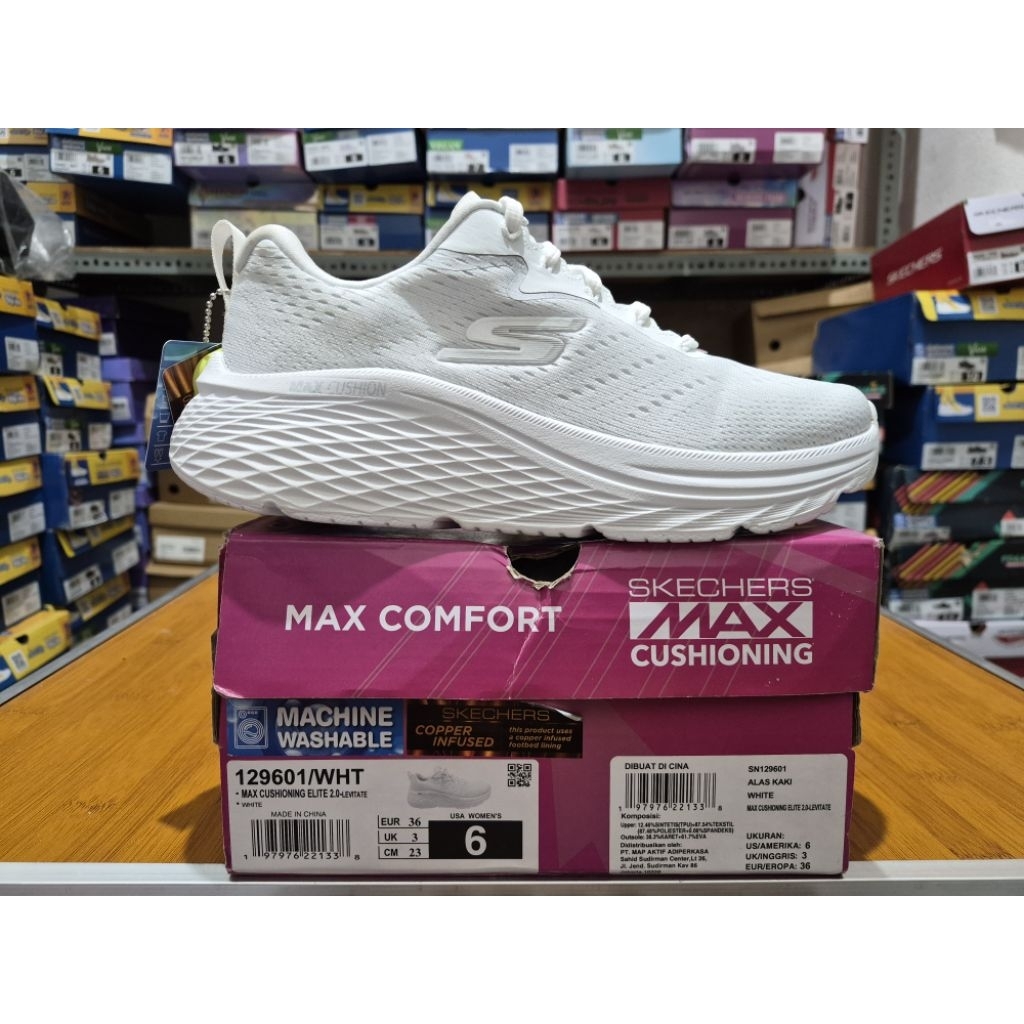 New Special Edition Skechers Go Run Max Cushioning Elite 2.0 Levitate Running Shoes Womens 129601/WH