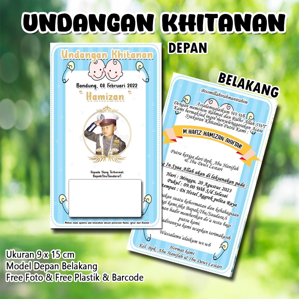 Undangan Khitan Kecil Custom Nama dan Foto Undangan Sunat UKB 09