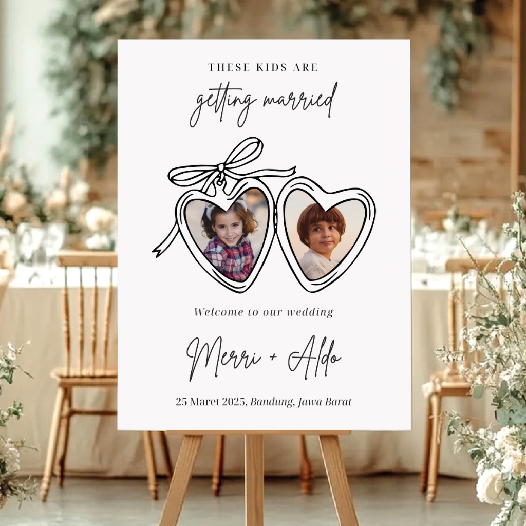 Cetak Foto Wedding Welcome Sign Masa Kecil Vintage Free Custom Foto Prewedding Bingkai Kayu