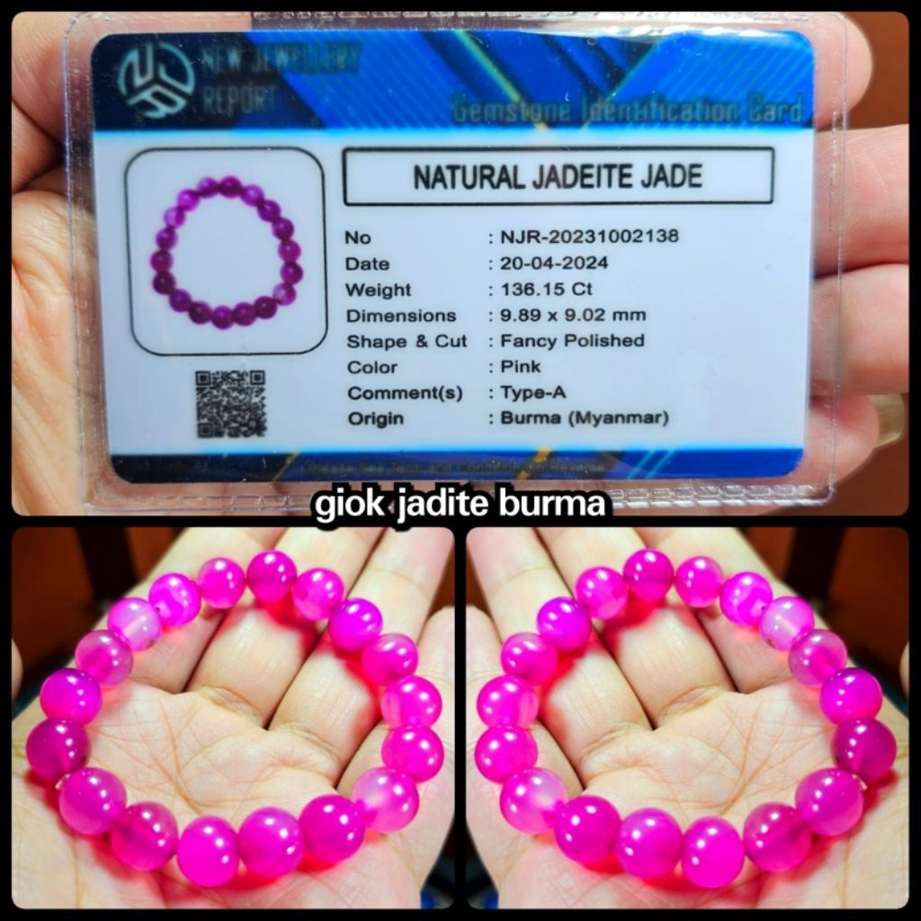 gelang batu kristal giok merah asli burma lawasan type -A