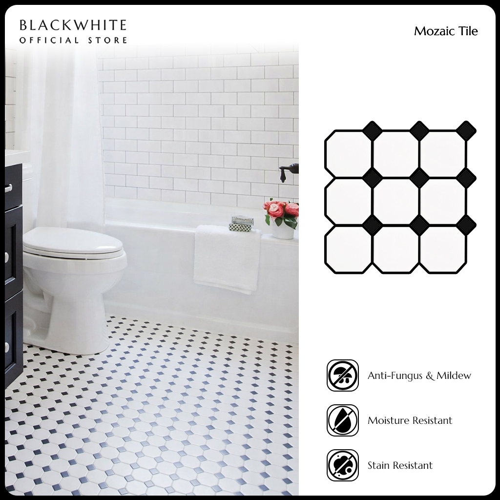 Keramik Mozaik Dinding Kamar Mandi Dapur Mosaik Mosaic Kamar Tidur Blackwhite Hakkaku Big Chip