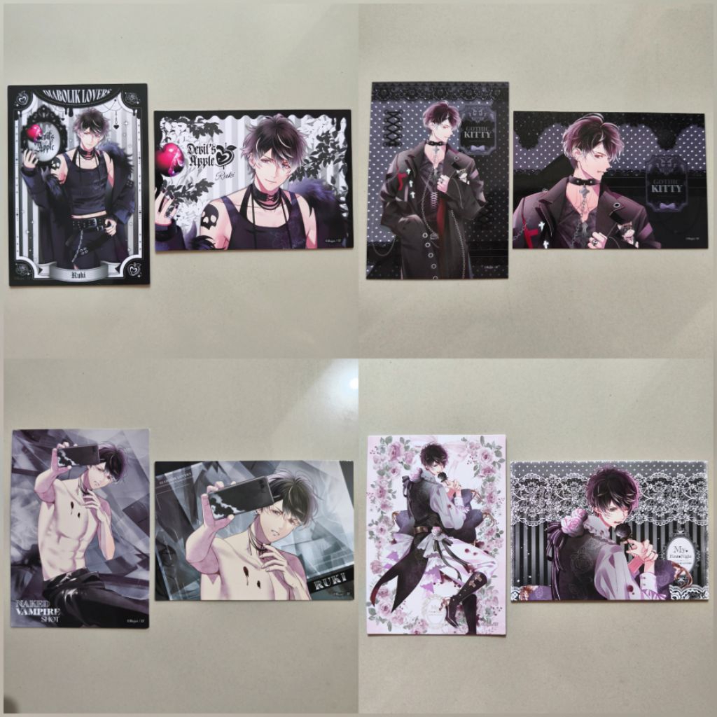 Official Merch Diabolik Lovers Ruki Mukami Bromida Set 2pcs Kuji Prize / Postcard Poster Anime Ori