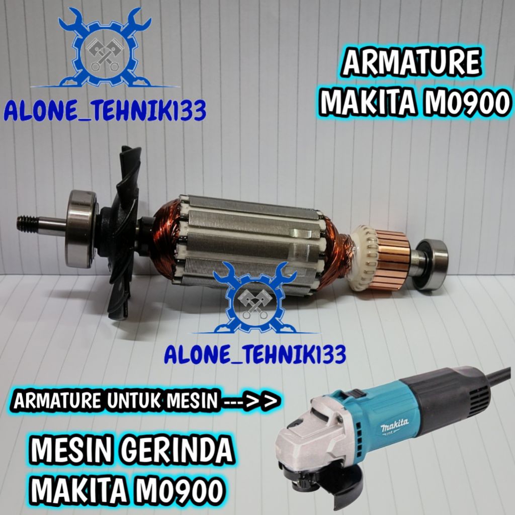 ARMATURE MAKITA M0900 ANGKER MESIN GERINDA MAKITA 4" M0900 ROTOR DINAMO MESIN GERINDA MAKITA M0900 (