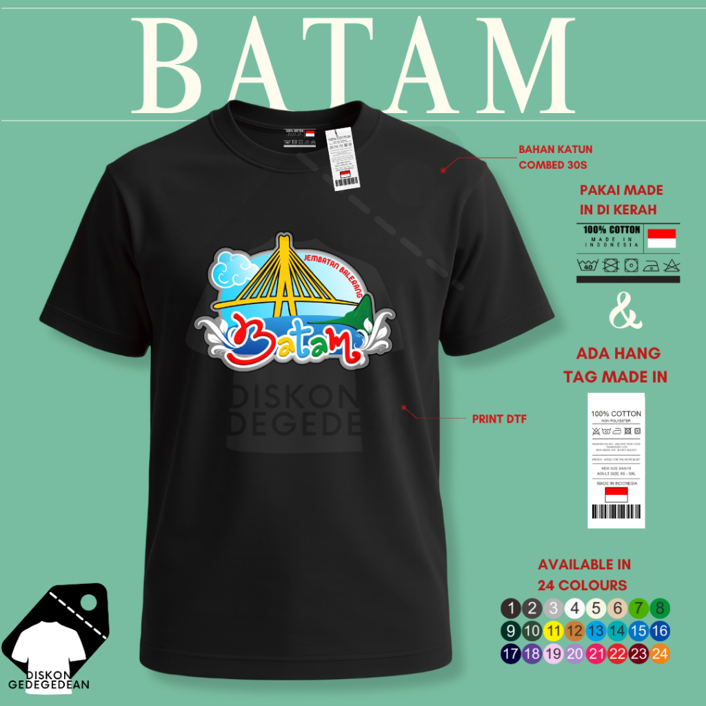 Diskongedegedean Kaos Souvenir Batam Baju Tshirt Oleh Oleh Indonesia Dewasa Anak Varian 2