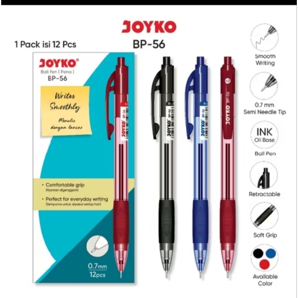 Joyko Ball Pen Pulpen 1 pack BP-56 0.7 mm isi 12 pcs