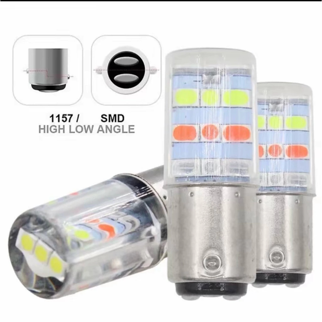 Lampu Rem LED S25 1157 Running Kedip Strobo RGB Stop Lamp Belakang Motor Mobil 21 Mata TERMURAH