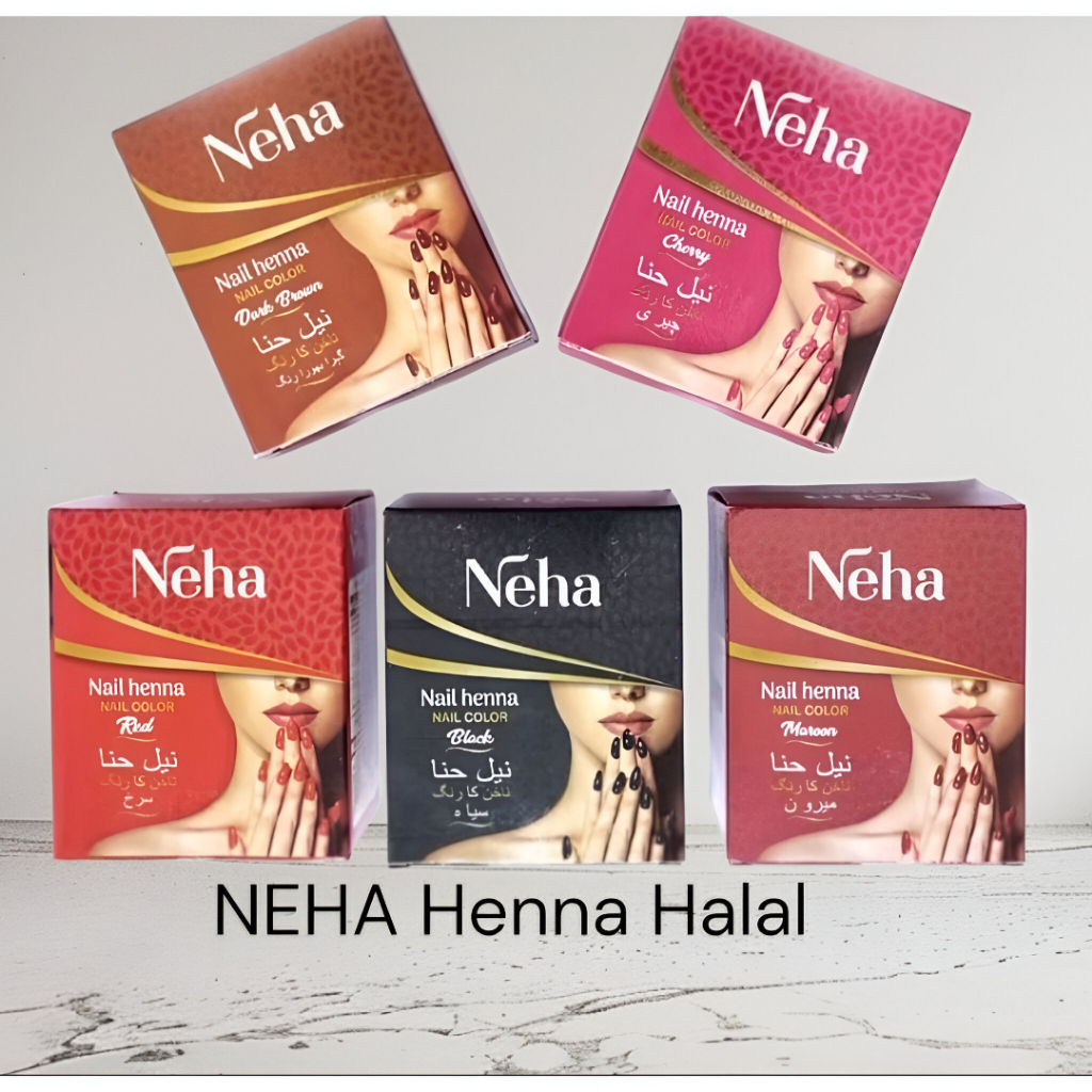 Henna Neha Kuku Halal Nail Color Tahan Lama Aman Sholat Warna Maroon Merah Hitam Coklat Cherry