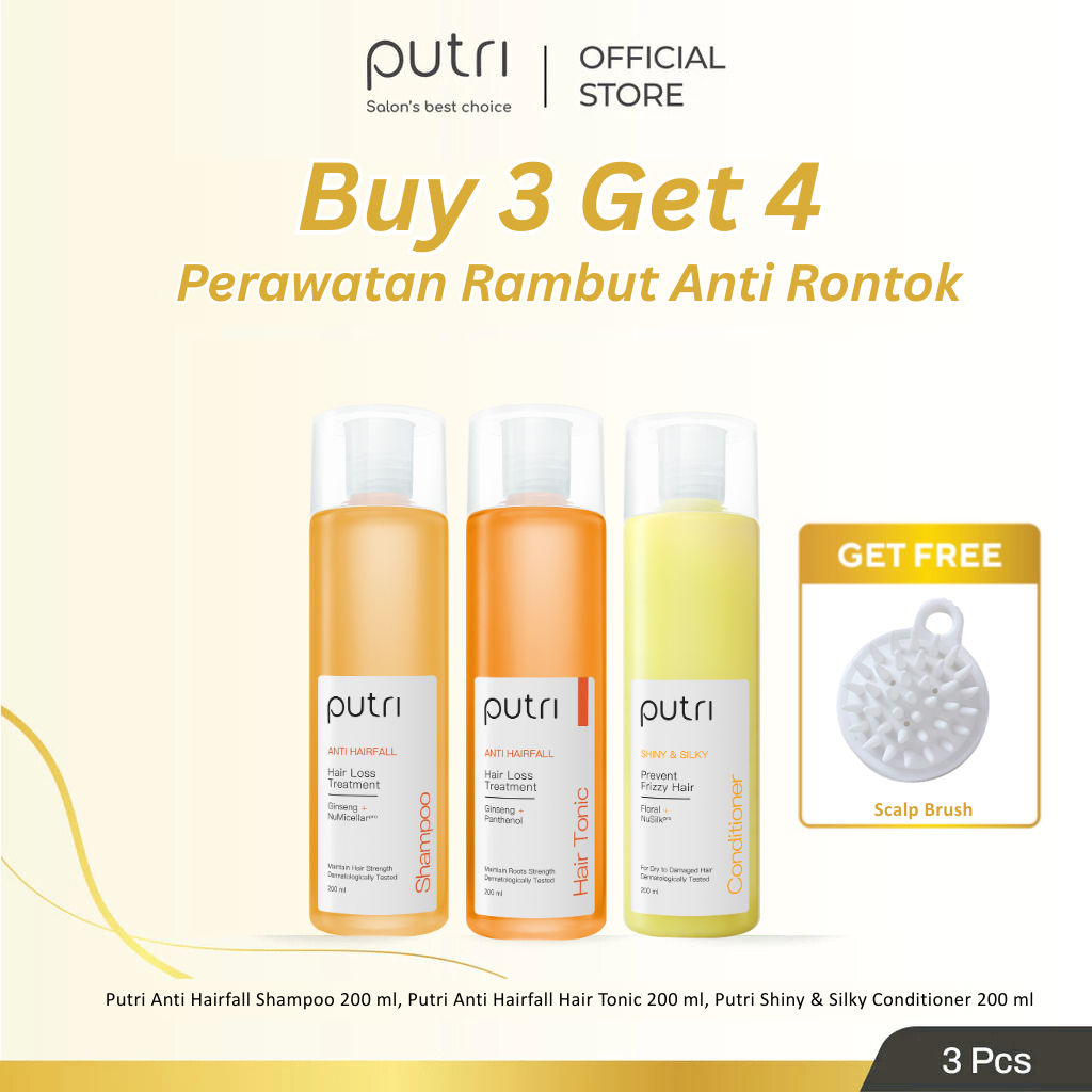 [PAKET 3IN1] Putri Paket Lengkap Perawatan Rambut Badai Sehari-hari 200ml | Rambut Sehat Berkilau | 