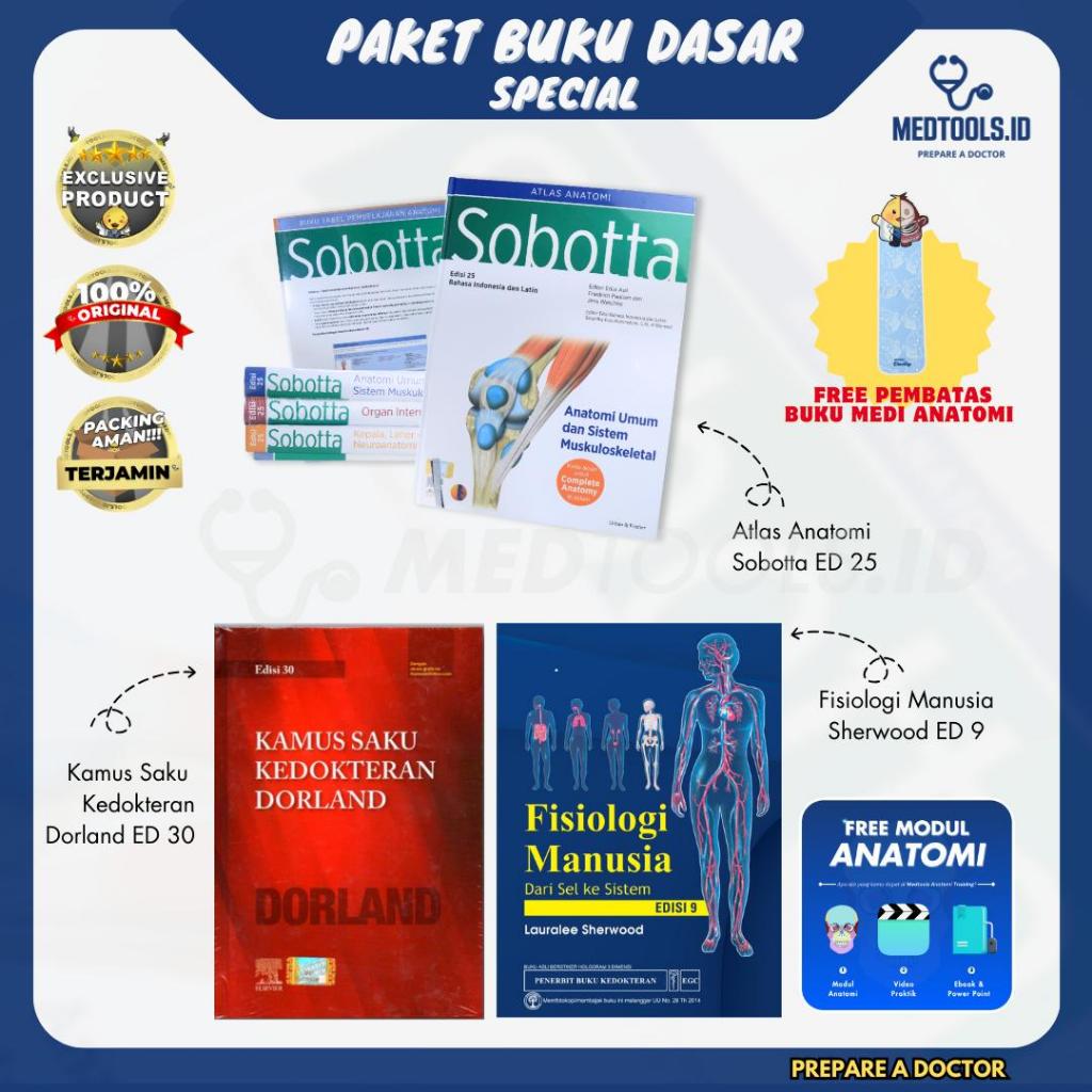 Paket Buku Dasar Kedokteran [ Sabotta ED25 / Netter / + Sherwood Ed 9 + Dorland Ed 30 ] - Medtools