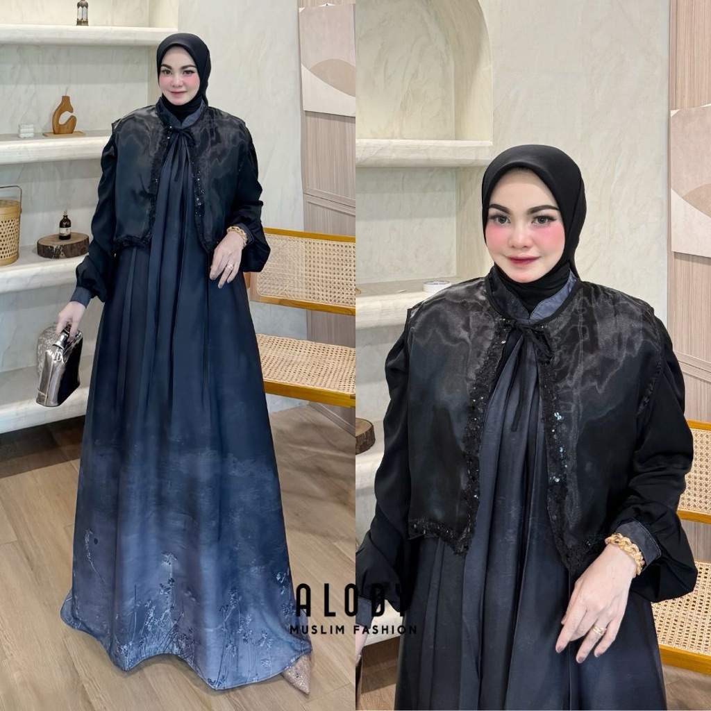 ready gamis hmf Zaskia dress 2 in1