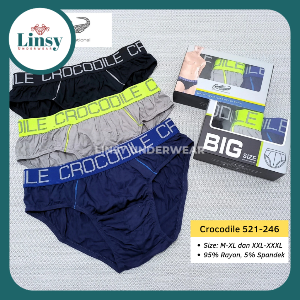 ISI 3 Crocodile Cd Pria Original 246 Celana Dalam Pria Katun Jumbo XXL XXL XL L M