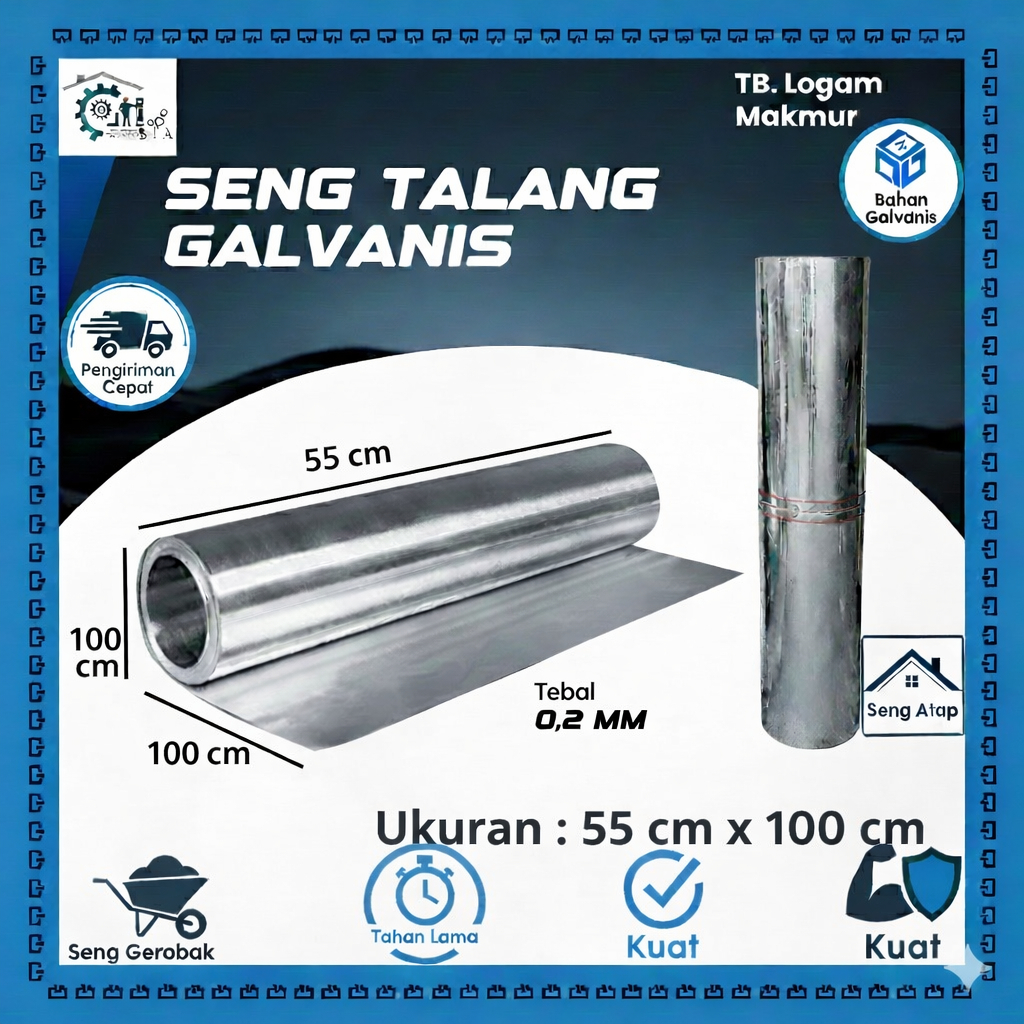seng talang galvanis ROLL 55 x 100 cm / seng galvanis harga permeter