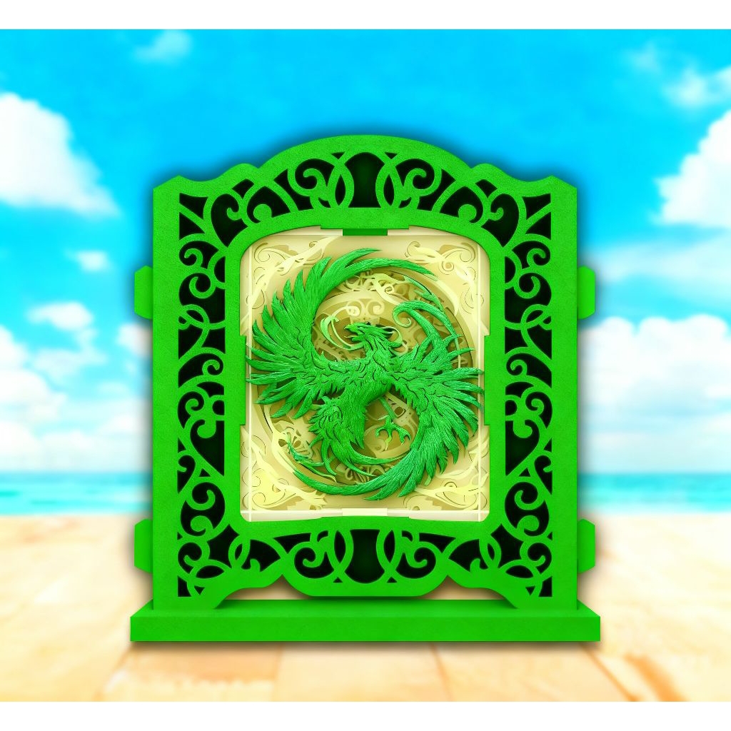 Template Phoenix Reborn papercutPhoenix - 3D Pop - Up Light Box Template