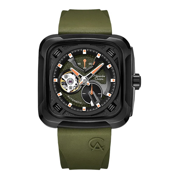 JAM TANGAN PRIA AUTOMATIC ALEXANDRE CHRISTIE AC 6577 ORIGINAL ARMY