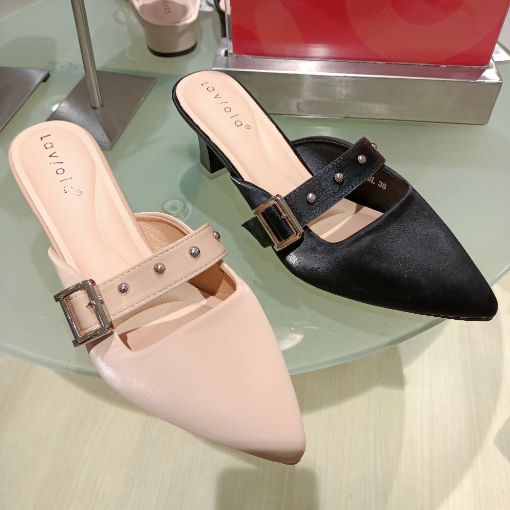 sandal wanita selop/mules heels 6cm LAVIOLA original