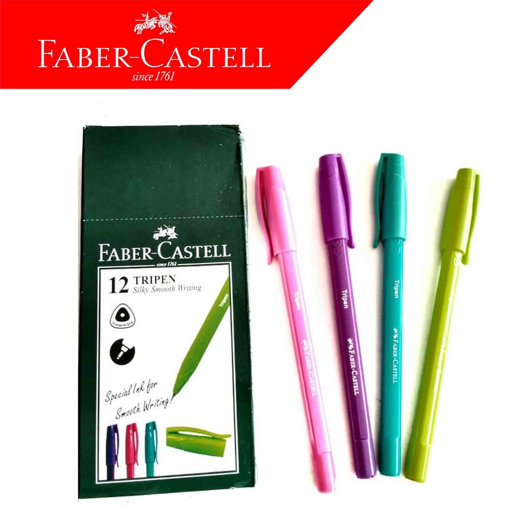 Pulpen Tripen Faber Castell 0.7 Mix Barrel Ballpoint Tripen 1 Pack (12 Pcs)