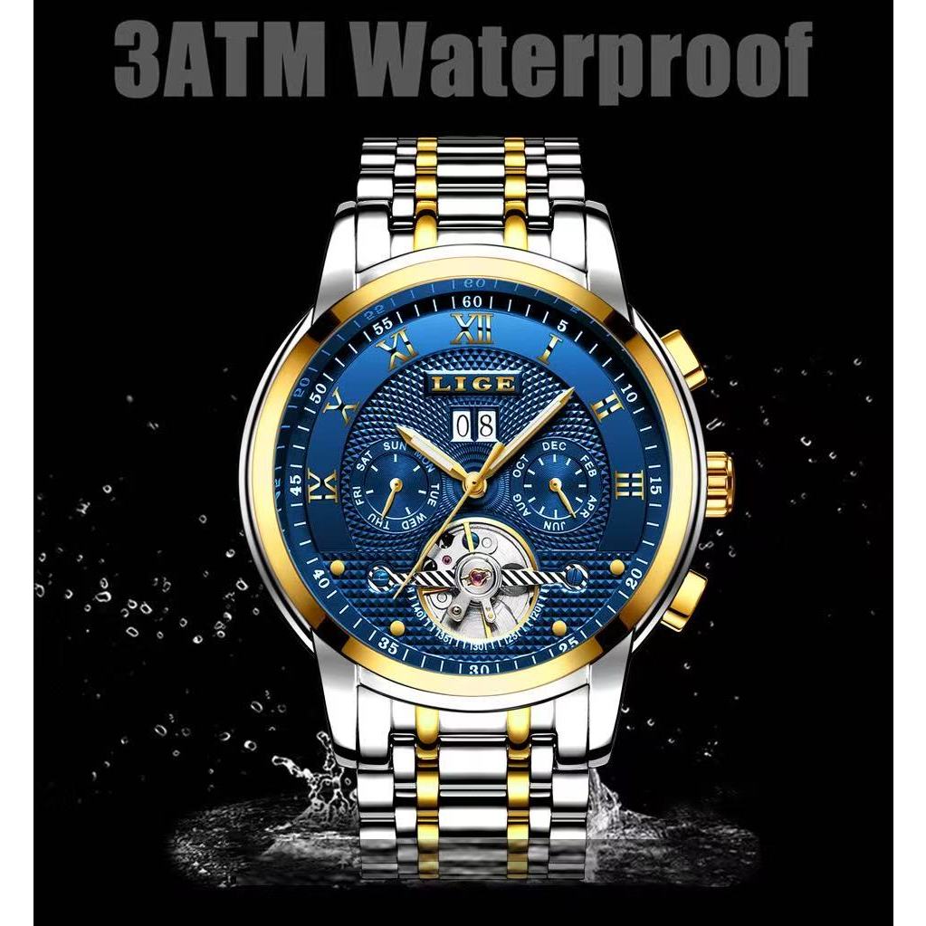 LIGE new watch tourbillon multifunctional frosted surface fully automatic mechanical waterproof leis
