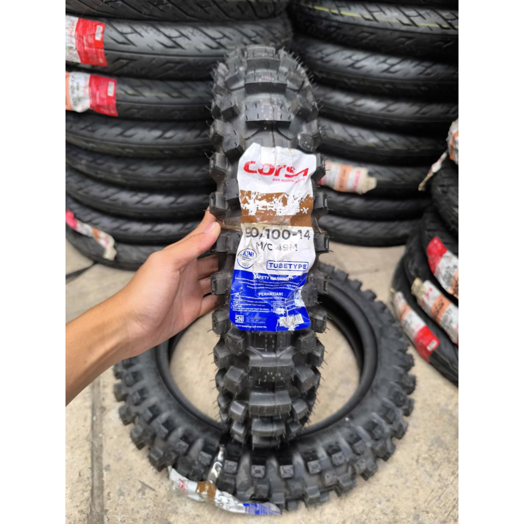 BAN TRAIL CORSA MT CROSS X Ukuran 90/100-14 Tubetype 90 100 Ring 14 Tahun pembuatan 2024.