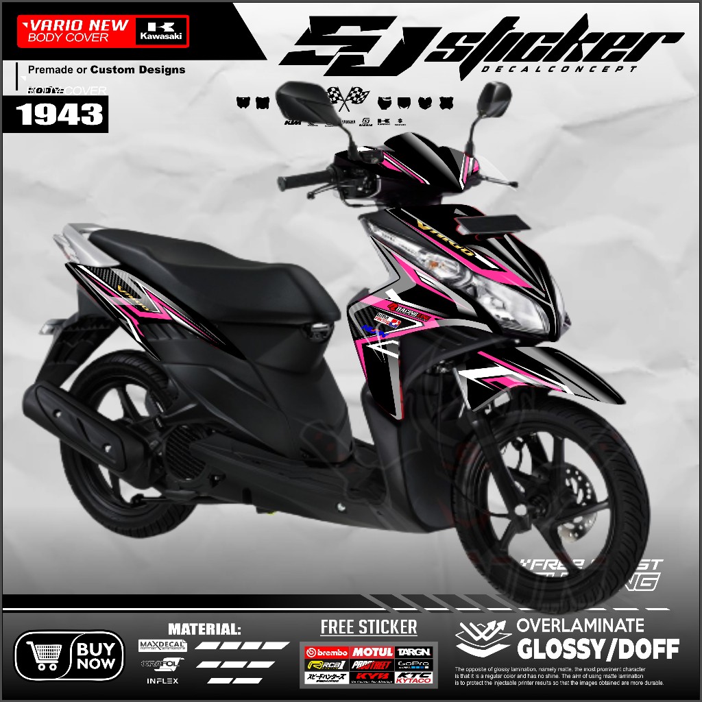 1943 Sticker decal motor vario karbu 110 techno Fullbody skotlet full set