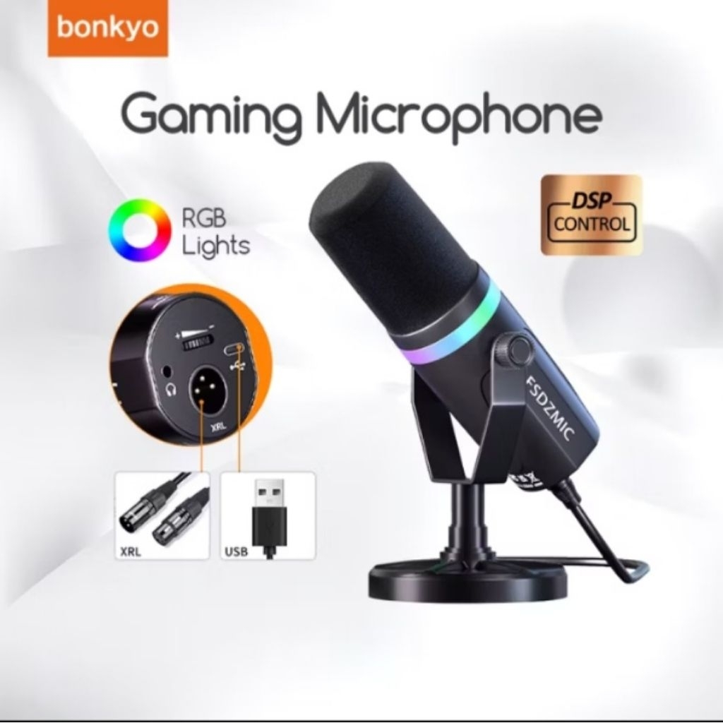 Bonkyo USB+XLR cable 2 in 1 noise reduction dynamic microphone set recording