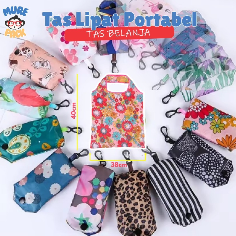 Tas Belanja Polyester Kain Tas Lipat Tas Belanja Lipat Portabel