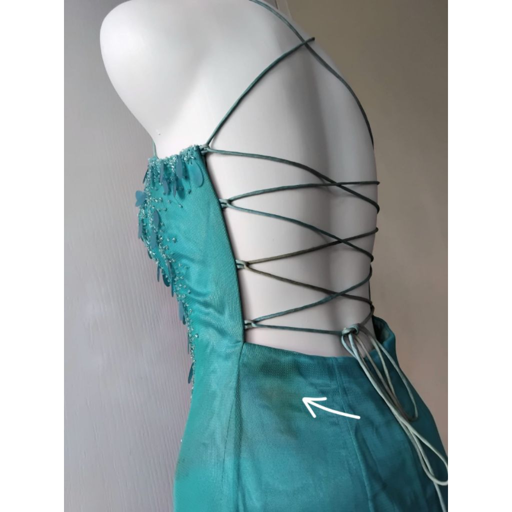 Gaun pesta hijau tosca size S Small long dress baju pesta gaun malam