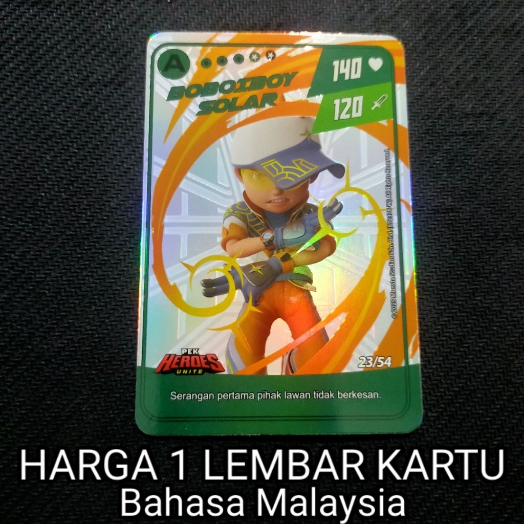 (HARGA SATU KARTU) Boboiboy Monsta Galaxy Card Boboiboy Solar dari Pek Heroes Unite