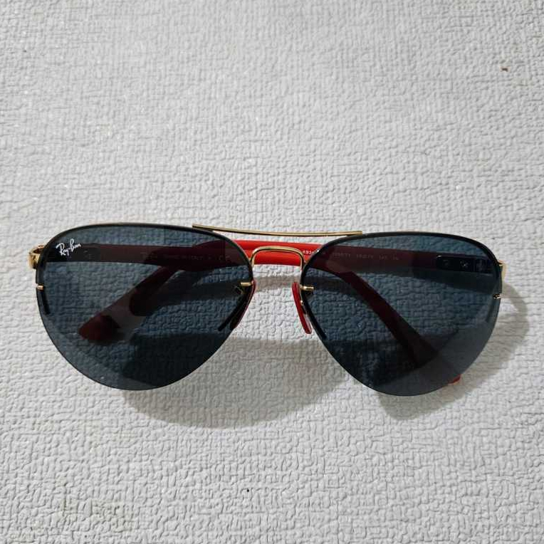 KACAMATA RAYBAN SCUDERIA FERRARI AVIATOR RB3460M LENSA GREEN FRAME MERAH GOLD ORIGINAL
