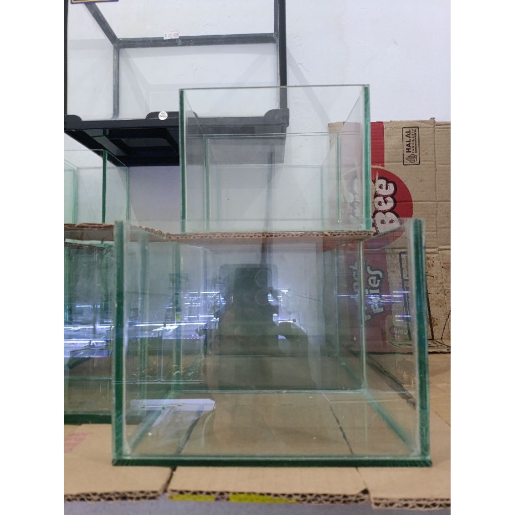 Aquarium Kaca Bening 20x15x15cm alas styrofoam ikan cupang channa aquascape